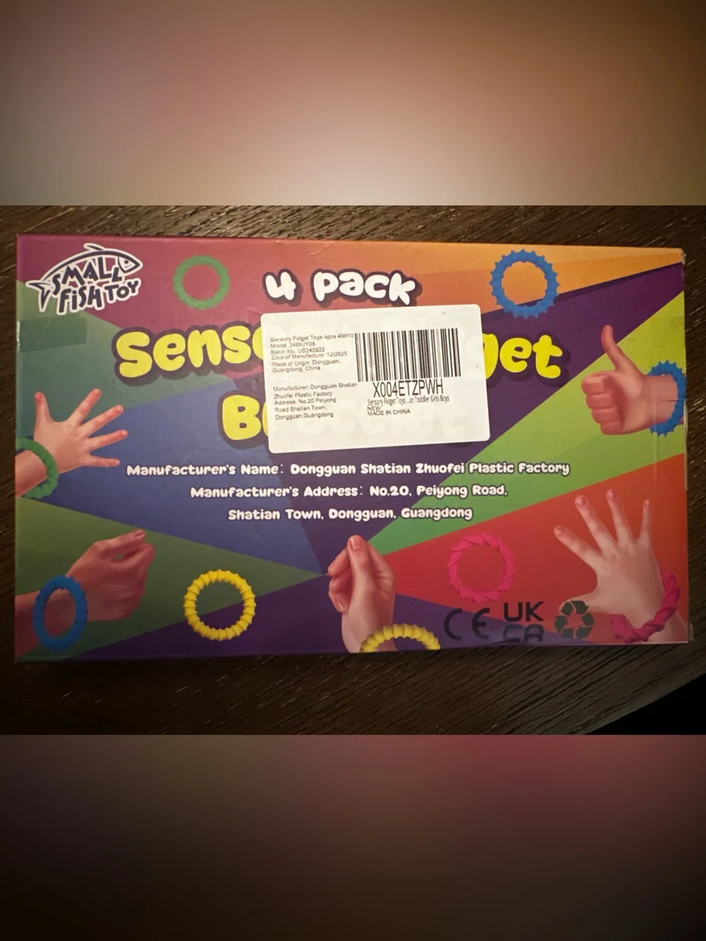 Sensory Fidget Bracelet 4-Pack for Kids - Yellow, Blue, Pink, Green